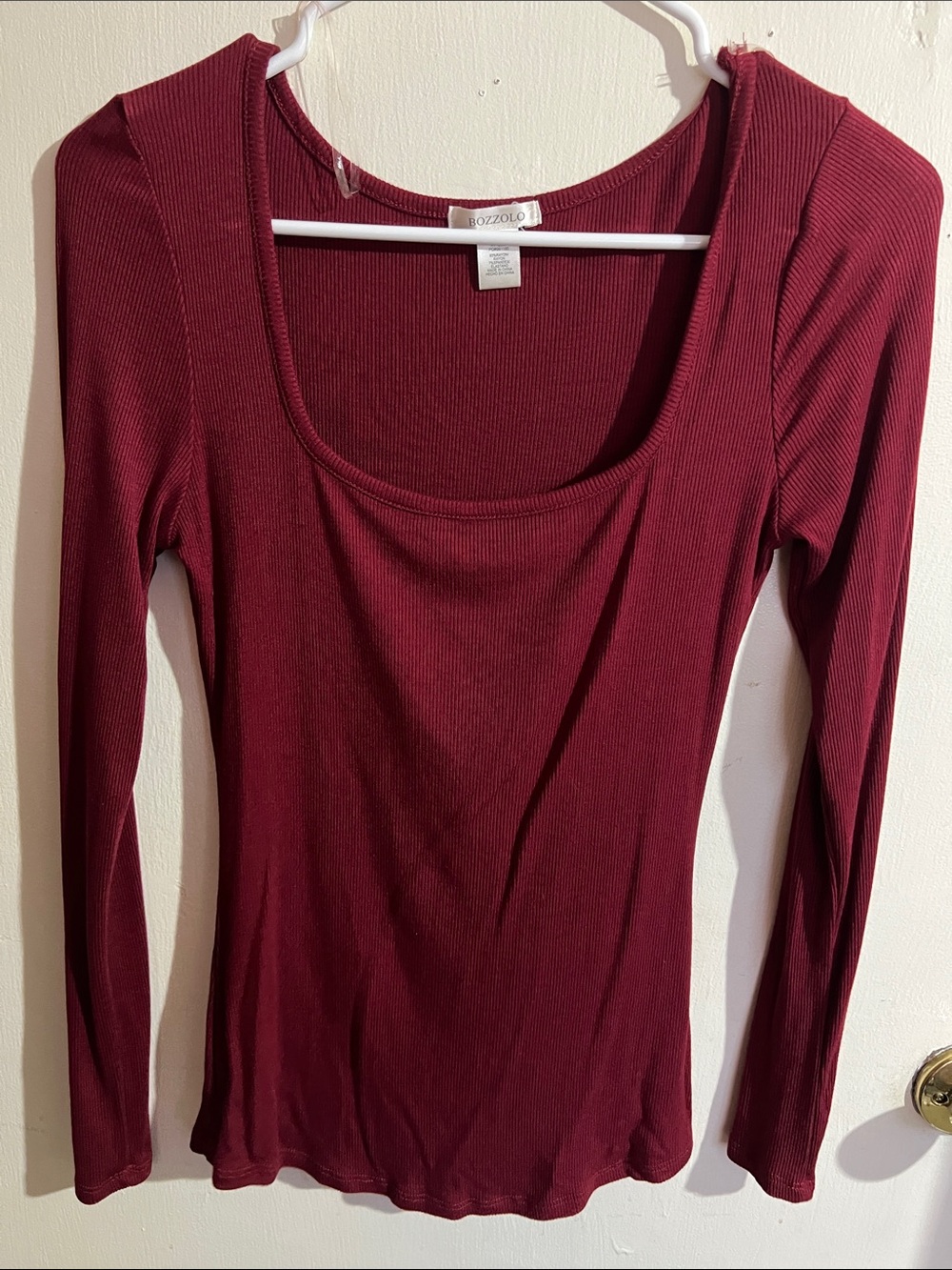 Bozzolo Long Sleeve Scoop Neck Top — Wine